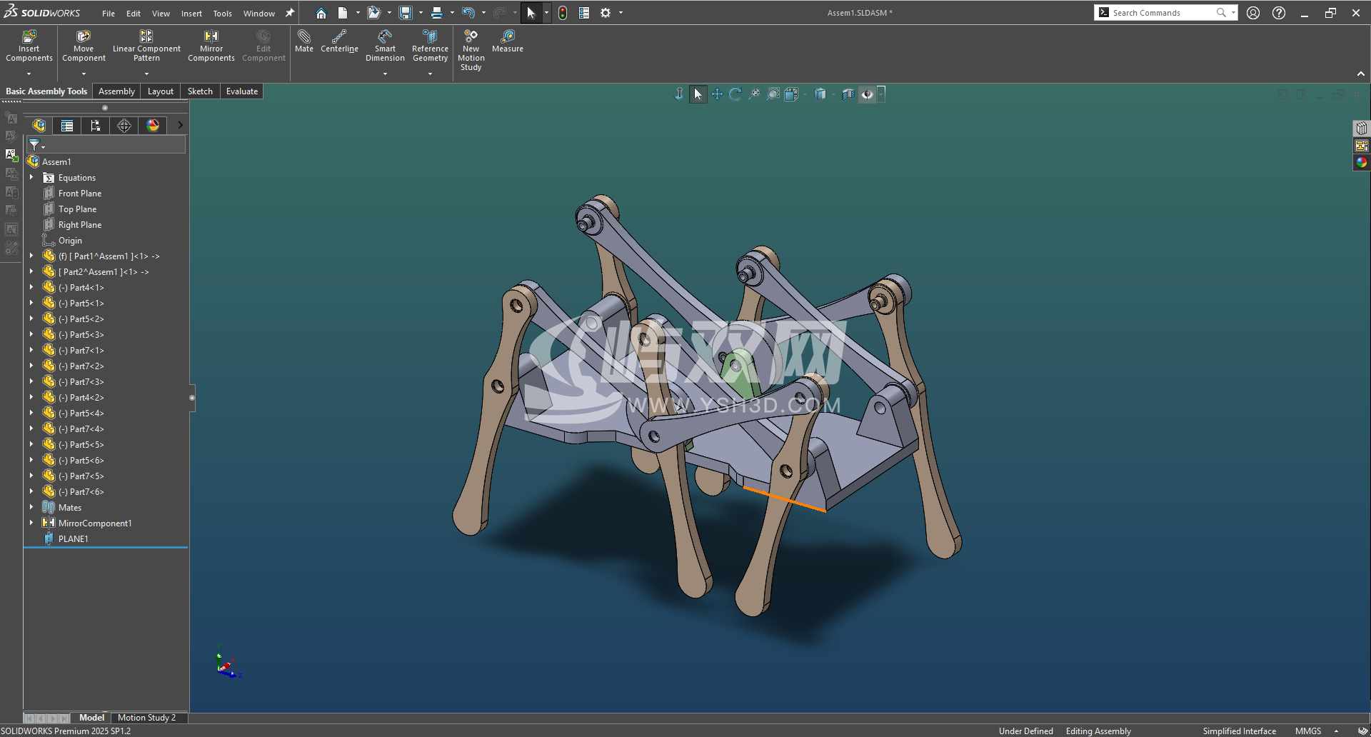 3D walker简易六足行走机构